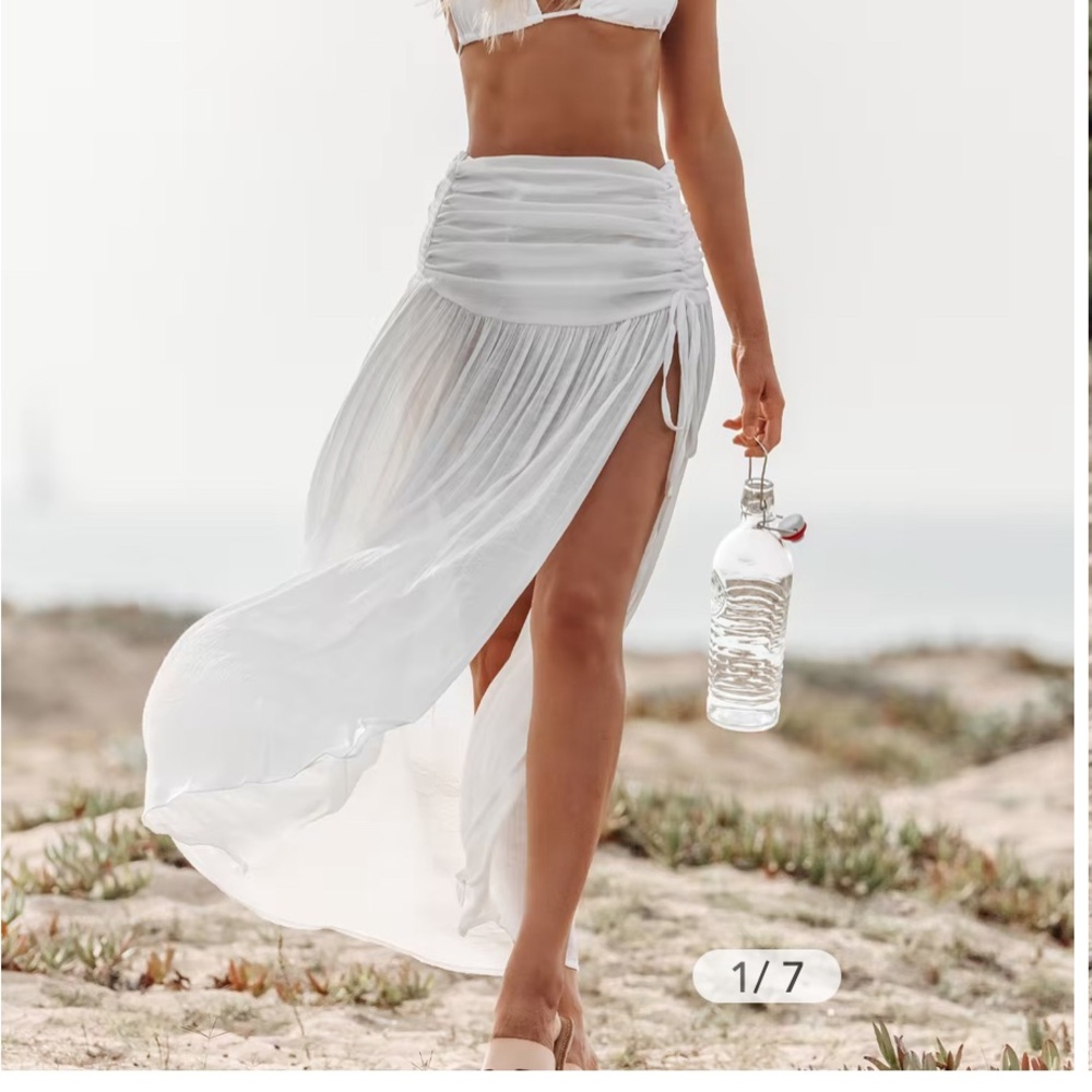 New White Cover up Maxi Skirt